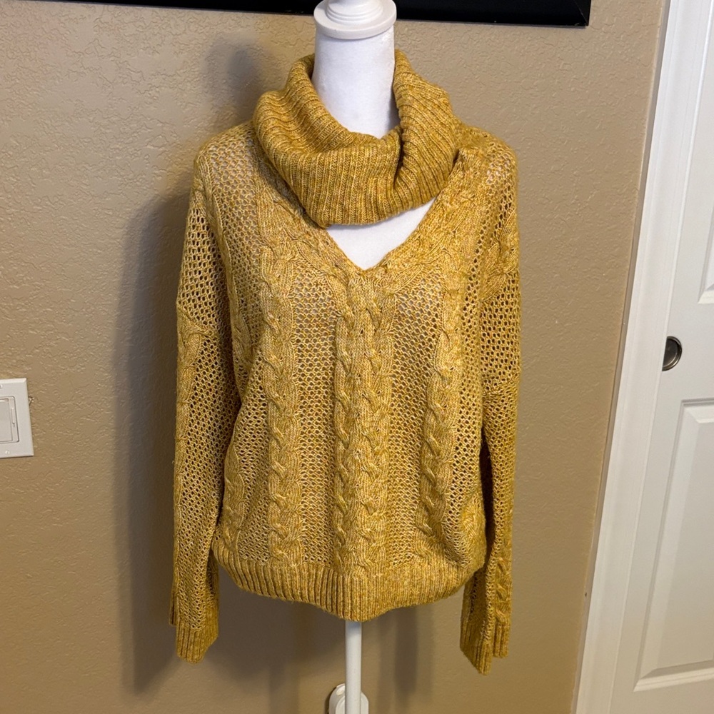 Urban Outfitters Orange and Yellow Marbled Cowl Neck‎ Sweater, Size Small